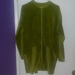 Gudrun Sjoden Jacket Sweater Longline Velour Green Size Large